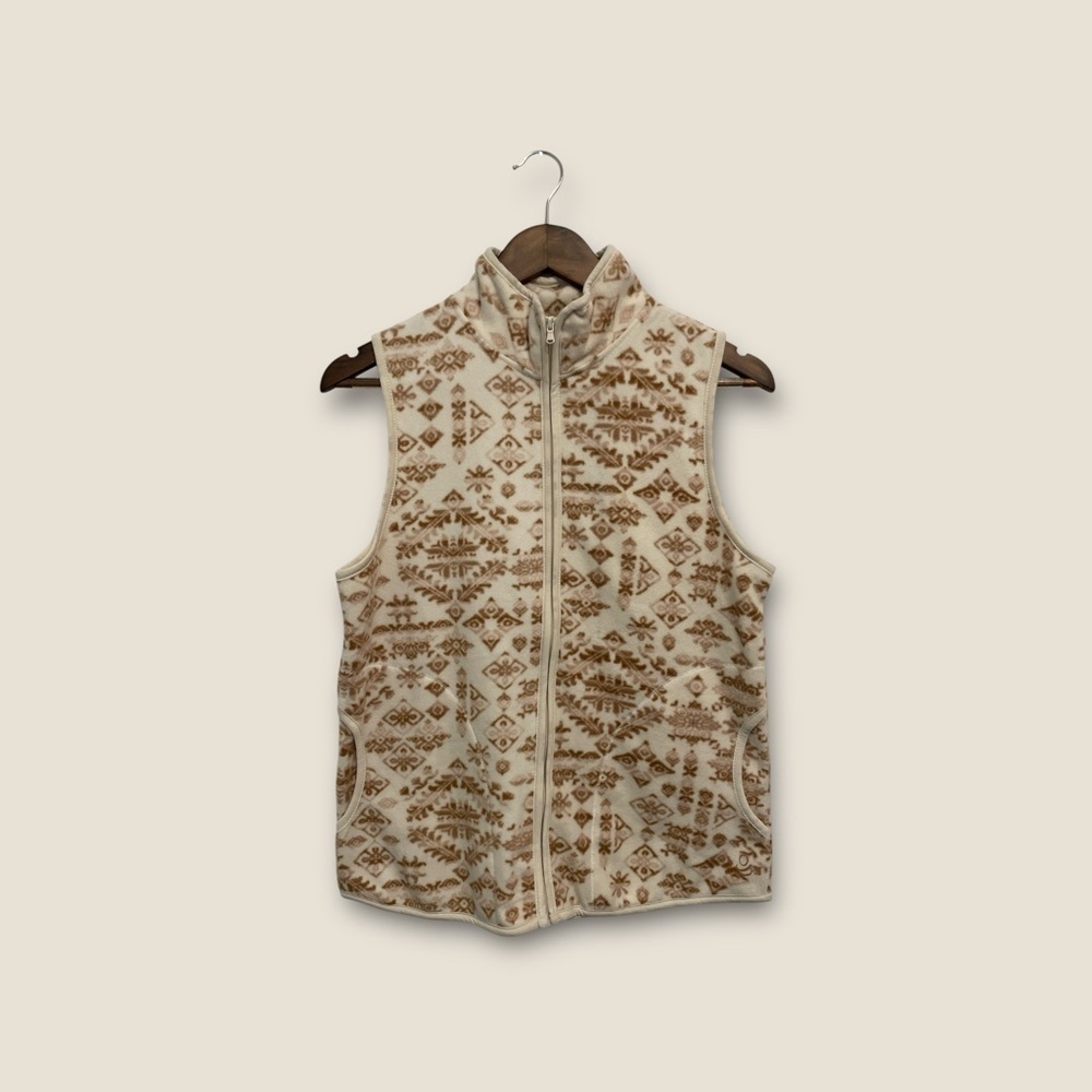 Cuddl Duds Fleece with Stretch Zippered Vest in Beige